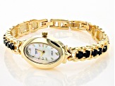 Black Spinel 18k Yellow Gold Over Brass Watch 4.67ctw