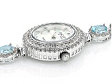 Facets Of Time™ Sky Blue Glacier Topaz With White Zircon Rhodium Over Brass Watch