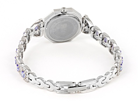 3.17ctw tanzanite 2.31ctw white zircon sterling silver watch