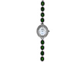 Facets Of Time™ Green Chrome Diopside Rhodium Over Brass Watch 12.21ctw