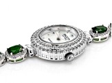 Facets Of Time™ Green Chrome Diopside Rhodium Over Brass Watch 12.21ctw