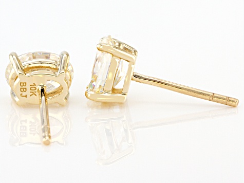 Strontium Titanate 10k yellow gold stud earrings 1.90ctw.