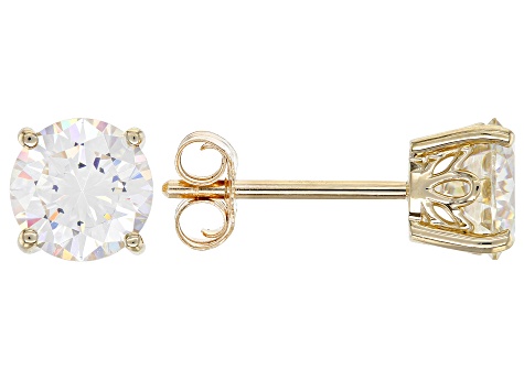 Fabulite Strontium Titanate 10k yellow gold stud earrings 2.70ctw.