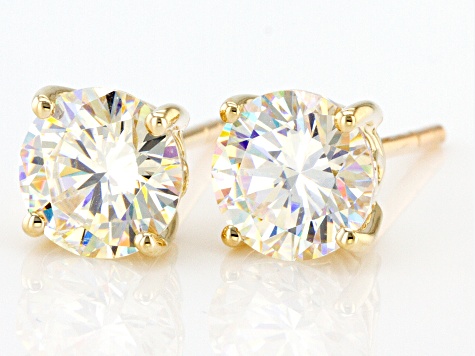 Fabulite Strontium Titanate 10k yellow gold stud earrings 2.70ctw.
