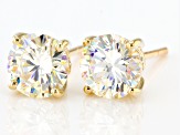 Fabulite Strontium Titanate 10k yellow gold stud earrings 2.70ctw.
