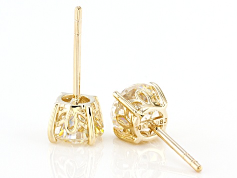 Fabulite Strontium Titanate 10k yellow gold stud earrings 2.70ctw.