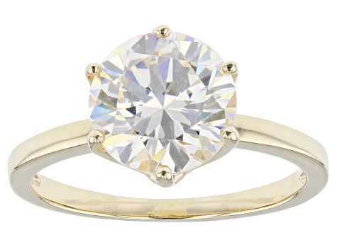 Strontium Titanate 10k yellow gold solitaire ring 3.50ct