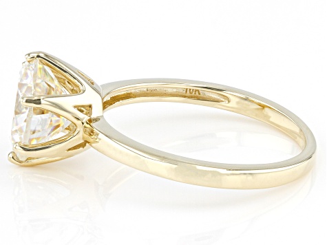 Fabulite Strontium Titanate 10k yellow gold solitaire ring 3.50ct