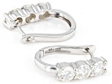 Strontium Titanate rhodium over 10k white gold hoop earrings 4.20ctw