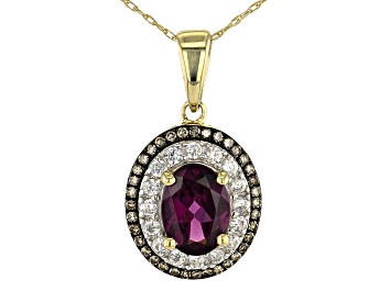 Picture of Grape Color Garnet 10k Yellow Gold Pendant With Chain 1.69ctw