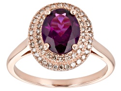 Purple Spinel With White Diamond 10k Yellow Gold Ring 0.88ctw