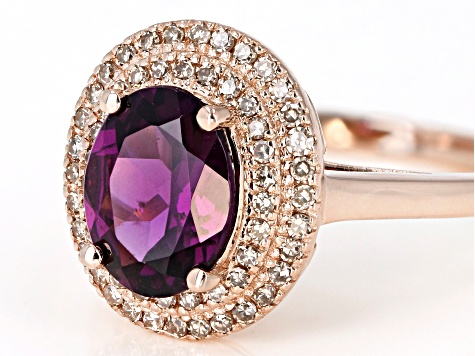 Grape Color Garnet 10k Rose Gold Ring 1.89ctw