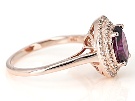 Grape Color Garnet 10k Rose Gold Ring 1.89ctw