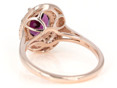 Grape Color Garnet 10k Rose Gold Ring 1.89ctw