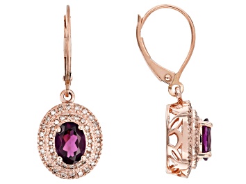 Picture of Grape Color Garnet 10k Rose Gold Earrings 1.98ctw