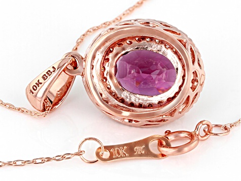 Grape Color Garnet 10k Rose Gold Pendant With Chain 1.38ctw