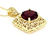 Grape Color Garnet 10k Yellow Gold Pendant With Chain 1.31ctw