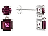 Grape Color Garnet Rhodium Over 10k White Gold Earrings 3.62ctw