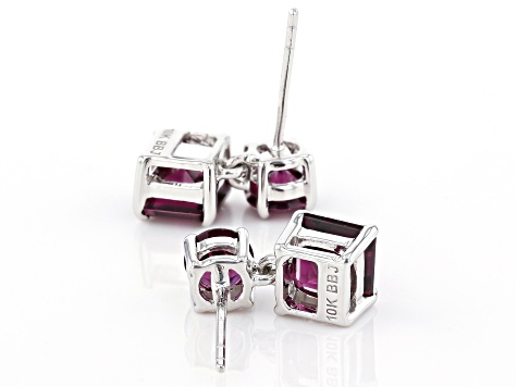 Grape Color Garnet Rhodium Over 10k White Gold Earrings 3.62ctw