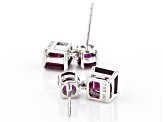Grape Color Garnet Rhodium Over 10k White Gold Earrings 3.62ctw