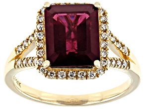 Grape Color Garnet 14k Yellow Gold Ring 3.38ctw