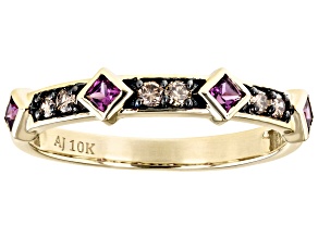 Grape Color Garnet 10k Yellow Gold Band Ring 0.38ctw