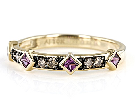 Grape Color Garnet 10k Yellow Gold Band Ring 0.38ctw