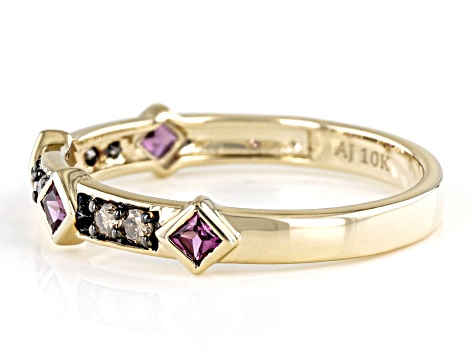 Grape Color Garnet 10k Yellow Gold Band Ring 0.38ctw