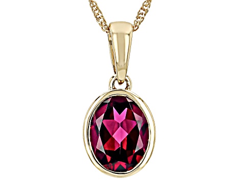 Grape Color Garnet 10k Yellow Gold Pendant With Chain 1.70ct