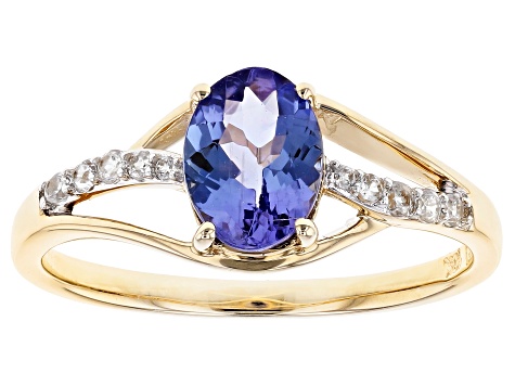 Blue Tanzanite 10k Yellow Gold Ring 1 08ctw Gcs542 Jtv Com