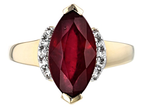Red Mahaleo® Ruby 10k Yellow Gold Ring 3.18ctw