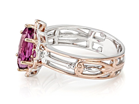Pink Fluorite Rhodium/18k Rose Gold Over Palladium Sterling Silver