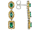 Green Grizzly Emerald Rhodium/24k Gold Over Palladium Sterling Silver Drop Earrings 1.09ctw