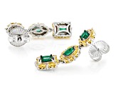 Green Grizzly Emerald Rhodium/24k Gold Over Palladium Sterling Silver Drop Earrings 1.09ctw