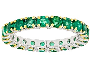 Grizzly Emerald Rhodium/24k Yellow Gold Over Palladium Sterling Silver Infinity Band Ring 2.34ctw