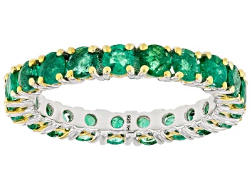 Picture of Grizzly Emerald Rhodium/24k Yellow Gold Over Palladium Sterling Silver Infinity Band Ring 2.34ctw