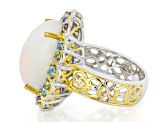 Multi-Color Ethiopian Opal Rhodium/24k Gold Over Palladium Sterling Silver Ring 7.89ctw
