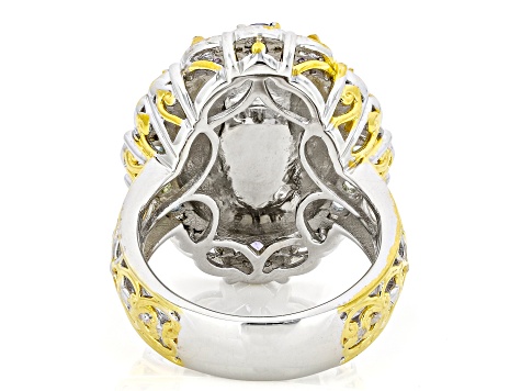 Multi-Color Ethiopian Opal Rhodium/24k Gold Over Palladium Sterling Silver Ring 7.89ctw