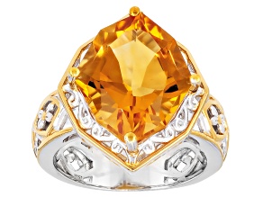 Orange Citrine 24k Gold Over Palladium Sterling Silver Ring 7.52ct