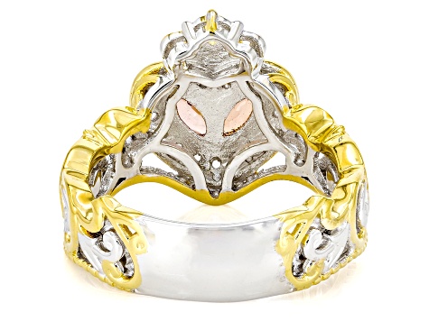 Padparascha Sapphire, White Zircon Rhodium/24k Gold Over Palladium