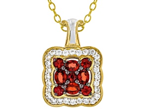 Ruby, White Zircon Rhodium/24k Yellow Gold Over Palladium Sterling Silver Pendant With Chain 1.67ctw