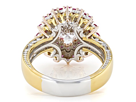 White Lab Grown Diamond With Ruby Rhodium/24k Gold Over Palladium
