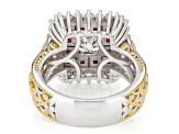 White Lab Grown Diamond Rhodium/24k Yellow Gold Over Palladium Sterling Silver Ring 2.88ctw