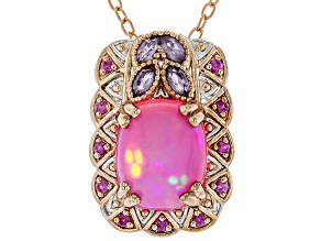 Pink Ethiopian Rhodium/18k Gold Over Palladium Sterling Silver Pendant With Chain 3.62ctw