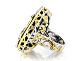 Black Onyx, Diamond Accent Rhodium/24k Gold Over Palladium Sterling Silver Safari Ring