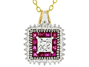 White Lab Grown Diamond Rhodium/24k Gold Over Palladium Sterling Silver Pendant With Chain 2.88ctw