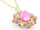 Pink Ethiopian Opal Rhodium/18k/24k Gold Over Palladium Sterling Silver Pend With Chain 2.40ctw