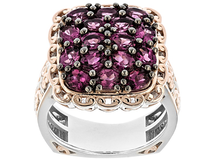 Purple Color Shift Garnet Rhodium & 18k Rose Gold Over Palladium
