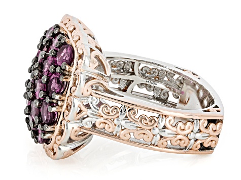 Purple Color Shift Garnet Rhodium & 18k Rose Gold Over Palladium