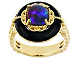Bi-Color Ethiopian Opal 24k Yellow Gold Over Palladium Sterling Silver Ring 1.01ct